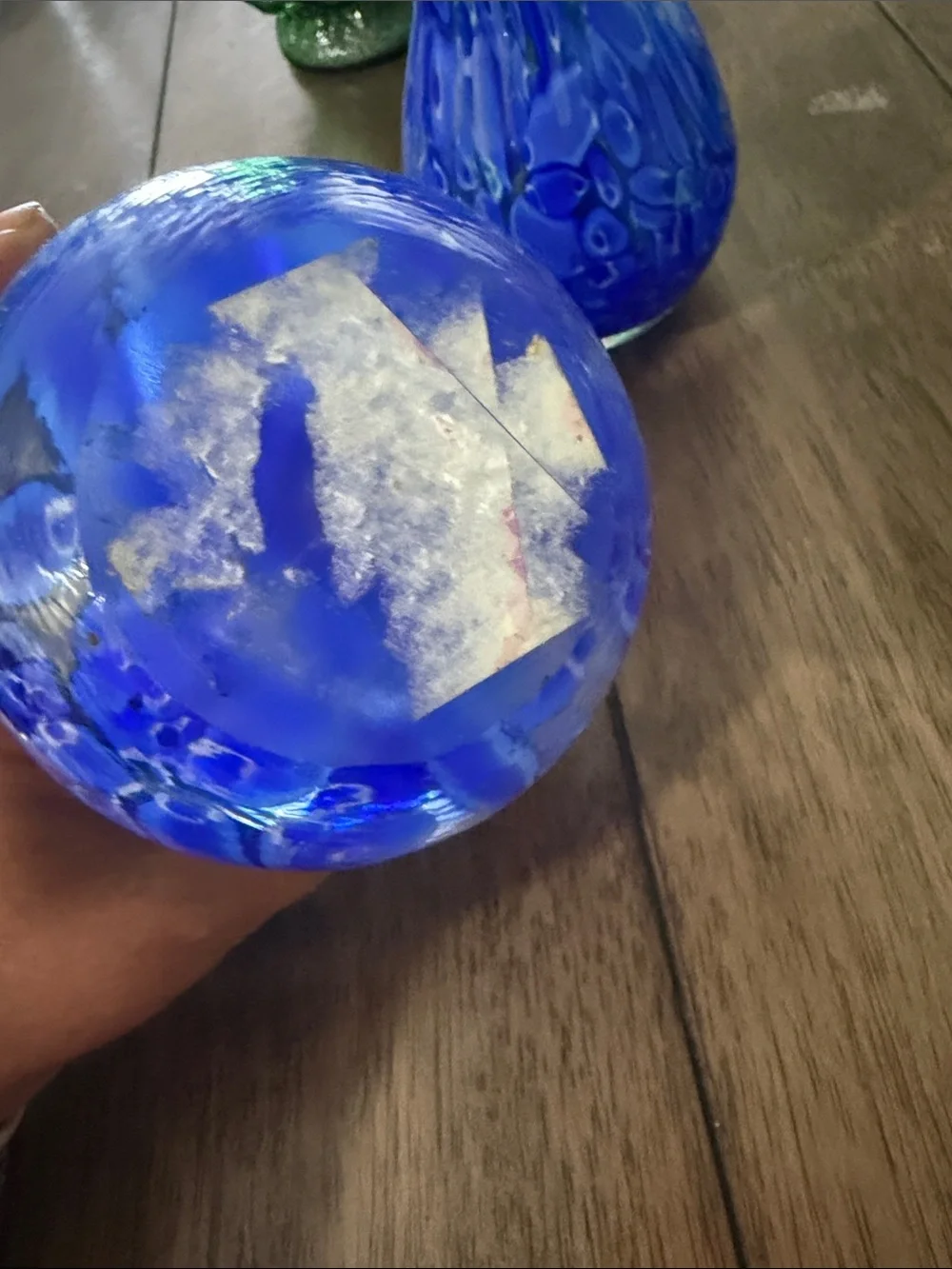 Hand-Blown Blue Art Glass Bud Vases - Pair 5 1/2''